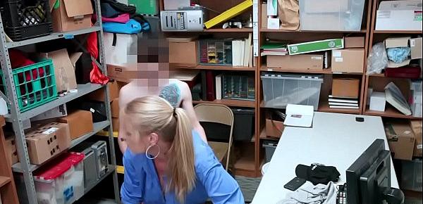  Rachel Cavilli rides her pussy on top of the shoplyfters big stubborn cock on top!